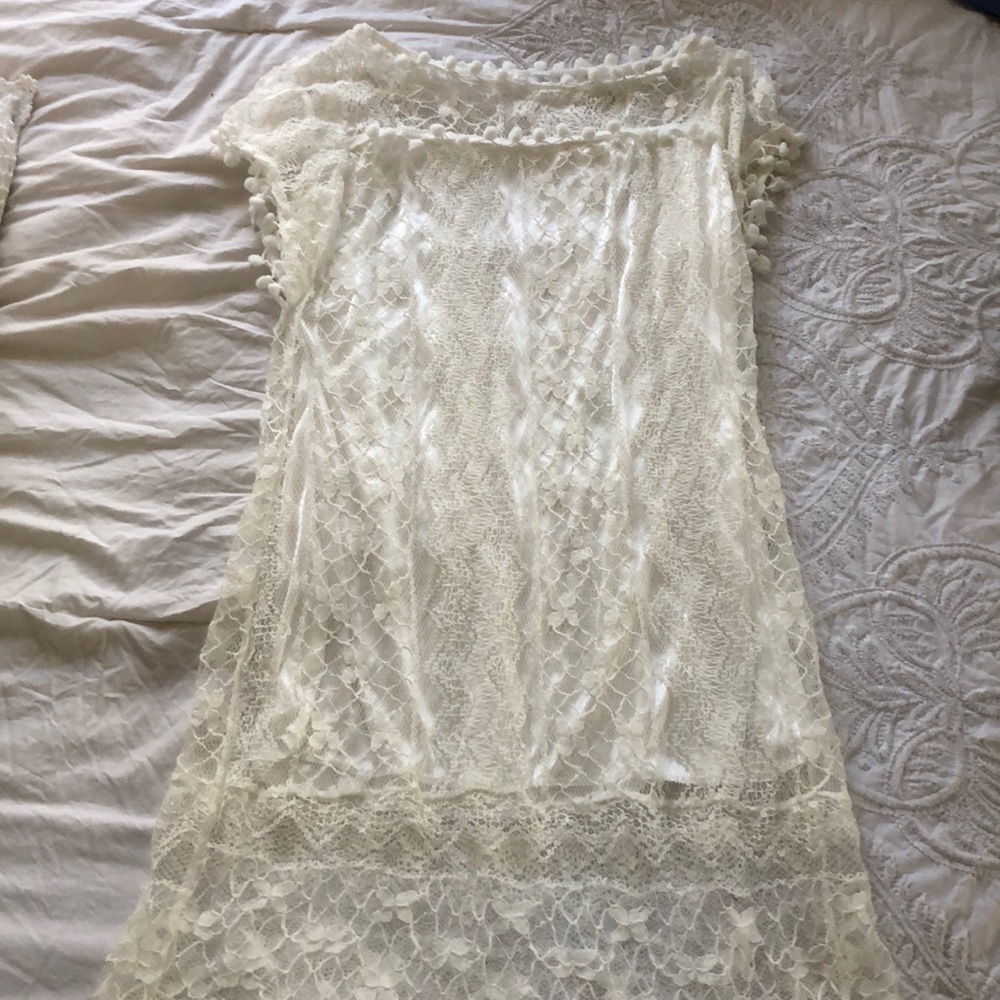 White lace mini dress/coverup